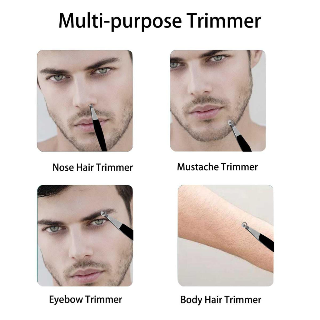 Liangery Manual Nose Hair Trimmer for Men Women- Stainless Steel Precision Blades, Leather Case, Tweezers Style Nasal Cutter, Eyebrow, Ear & Facial Grooming Tool (Tarnish)