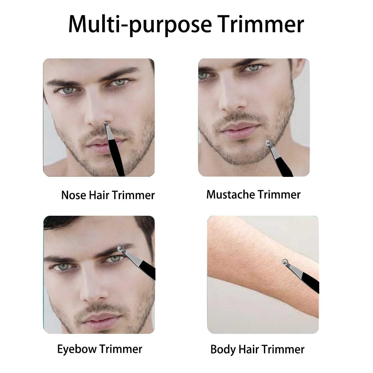 Liangery Nose Tweeezers, Manual Nose Hair Trimmer for Men- Stainless Steel Precision Blades with Leather Case, Nasal Hair Cutter Tweezers for Eyebrow, Ear & Facial Hair Grooming Tool (Black)