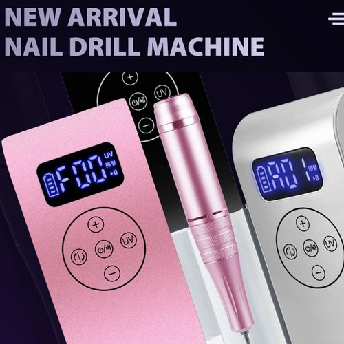 3 in 1 Portable Electric Nail Drill, Compact 35000 RPM Electrical Professional Nail File Kit, UV Lamp Manicure Pedicure Polishing Shape Tools