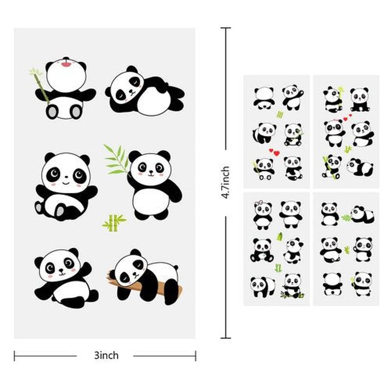 120 PCS (24 Sheets) Panda Temporary Tattoos, Birthday Decorations Panda Party Favors