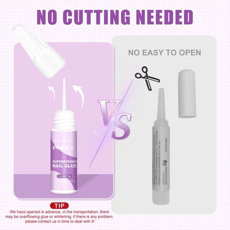 NXJ INFILILA 10PCS Nail Glue for Press on Nails, Super Strong Nail Glue Bulk for Acrylic Nails, Long Lasting Professional Fast Drying Tech Supplies Adhesive 0.10oz