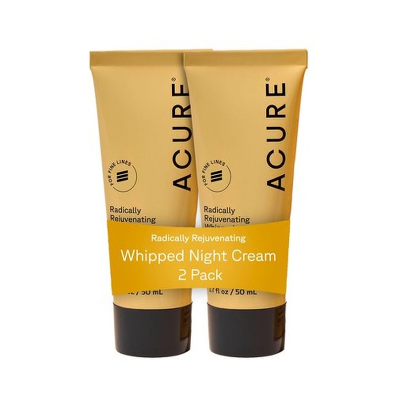 Acure Radically Rejuvenating Night Cream - Anti-Aging Peptide Moisturizer for All Skin Types | 1.7 fl oz (2 Pack)