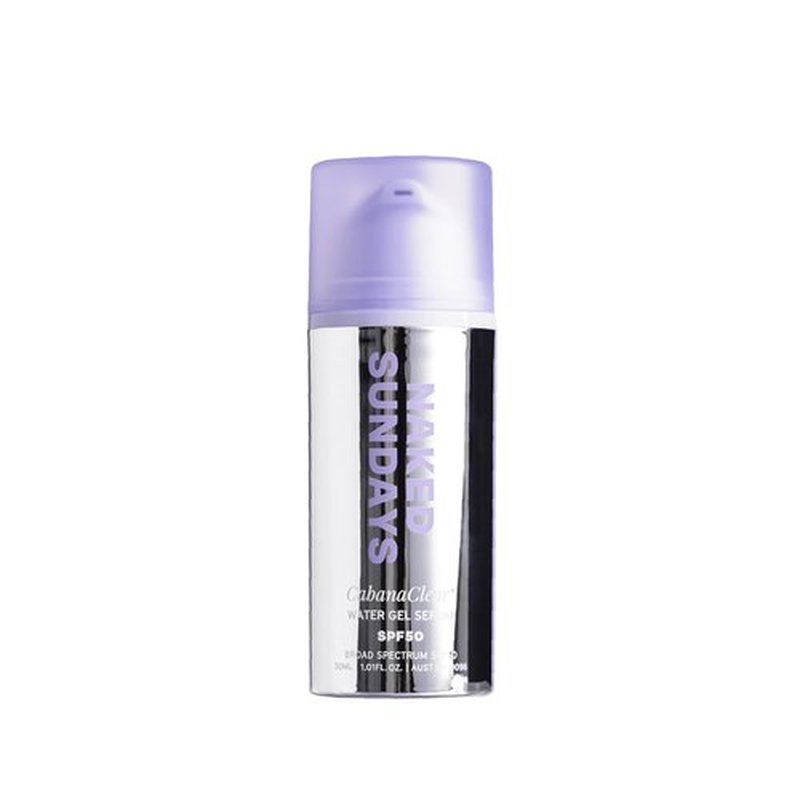 Naked Sundays CabanaClear Facial Sunscreen Serum - SPF 50 Invisible Water Gel for Sensitive Skin, 30ml
