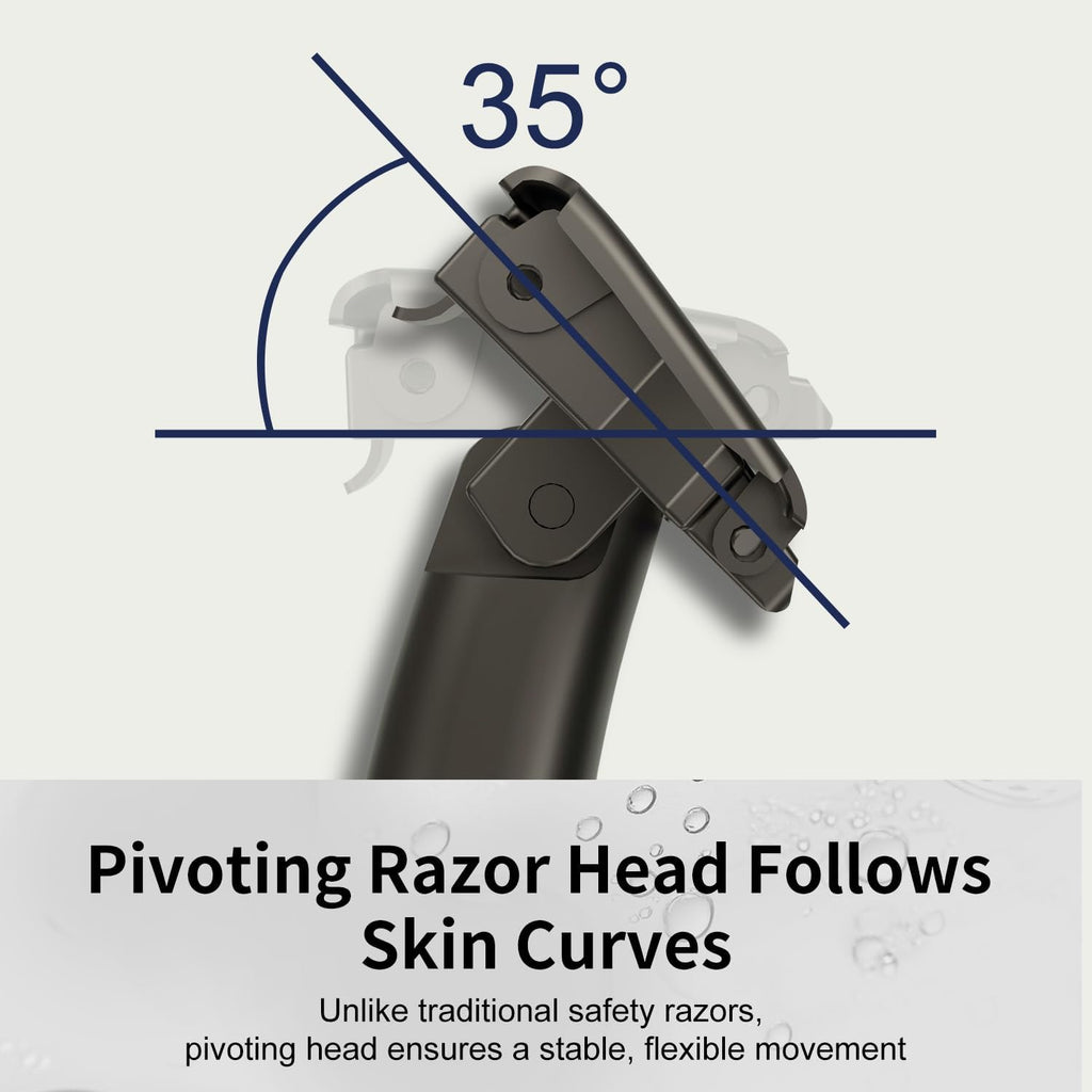 THURLADY Dual-Blade Safety Razor with Pivoting Head, Matte Black