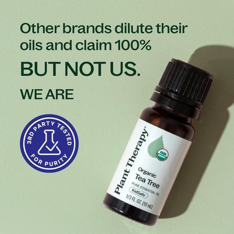 Plant Therapy Organic Tea Tree Oil - 100% Pure & USDA Certified Organic for Skin, Hair & Toenails | 10 mL (1/3 oz)
