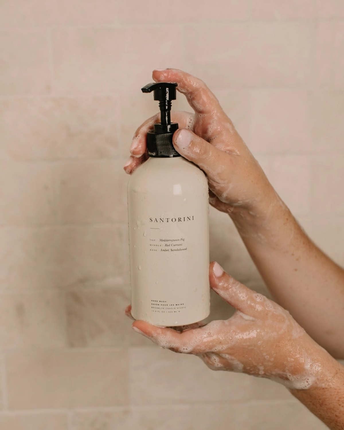 Brooklyn Candle Studio Santorini Hand Wash - Nourishing & Moisturizing Hand Soap, Fig, Sandalwood & Amber, Organic Ingredients, Vegan, Paraben Free, 13.5oz