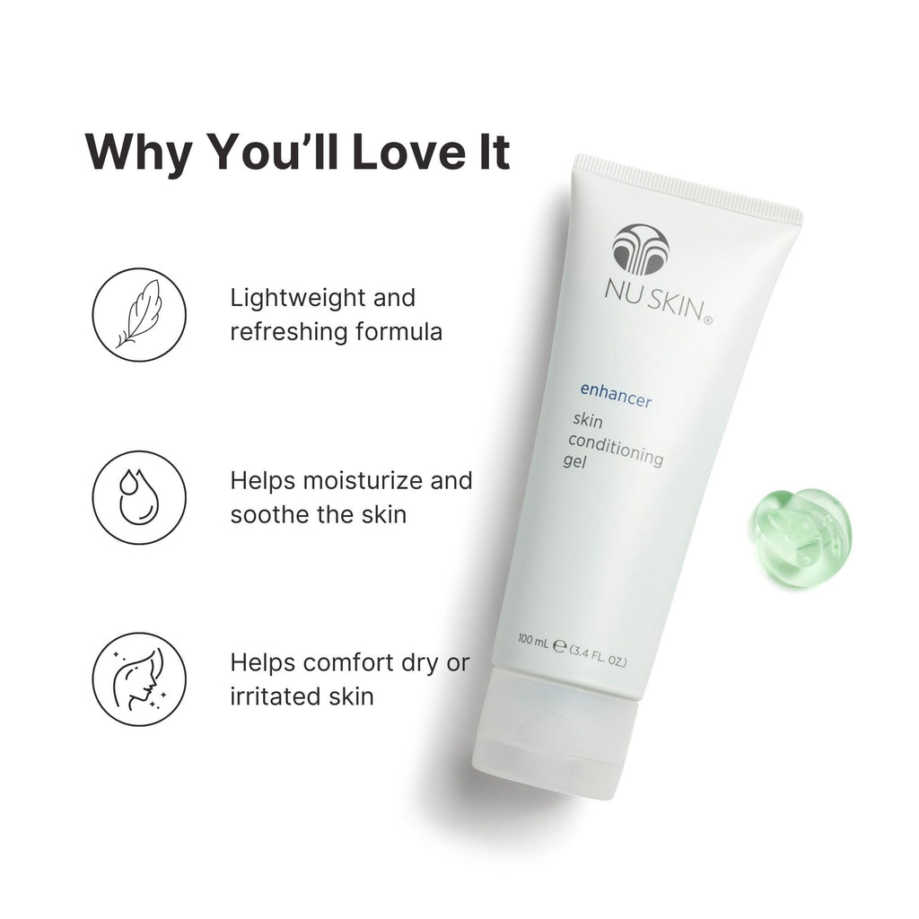 Nu Skin Enhancer Skin Conditioning Gel | Aloe Vera-Infused Soothing Formula for Ultimate Skin Comfort, Hydration, and Versatility in Skincare Routines | Lightweight Moisturizer | 3.4 Fl Oz | 2 Pack