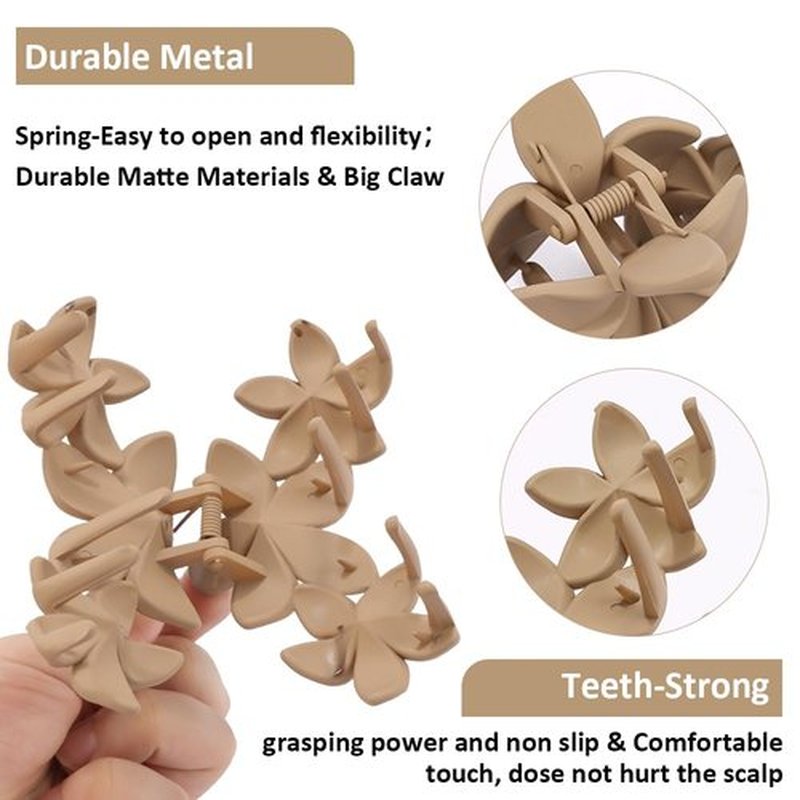 Ahoney 6PCS Flower Hair Clips for Women Strong Hold Nonslip, Big Flower Claw Clip for Thick Hair, Hawaiian Hibiscus Cute Hair Clips Beach Hair Accessories for Women Girls 11