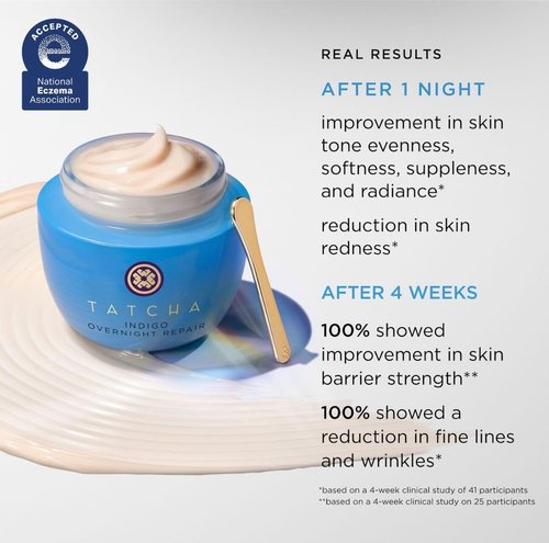 Tatcha Indigo Overnight Repair Cream - Travel-Sized Redness Reducer & Barrier Repairer | 15 ml / 0.5 fl. oz.