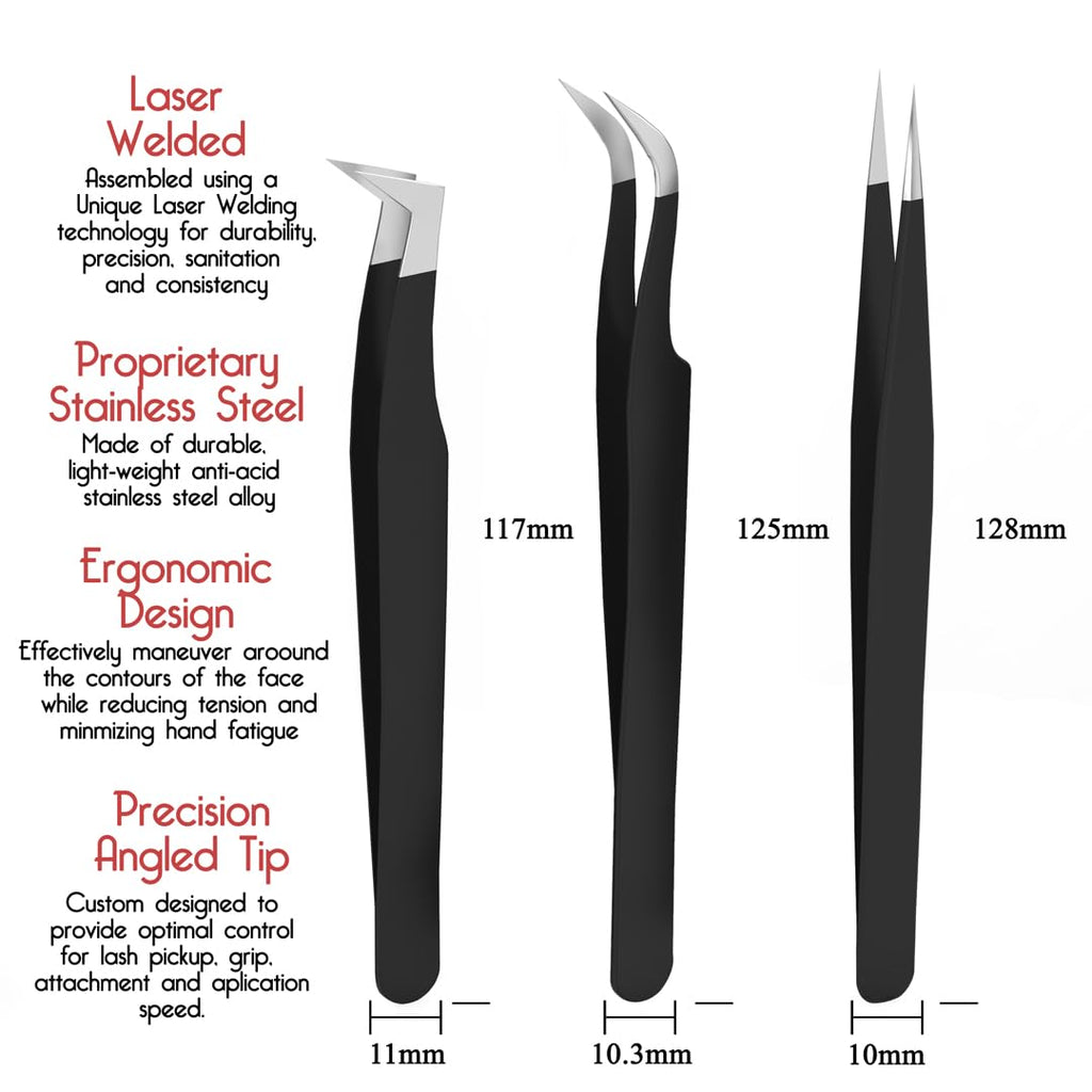 SIVOTE Lash Tweezers for Eyelash Extensions for Volume, Isolation & Classic Lashes, 6 Pack, Black & Pink