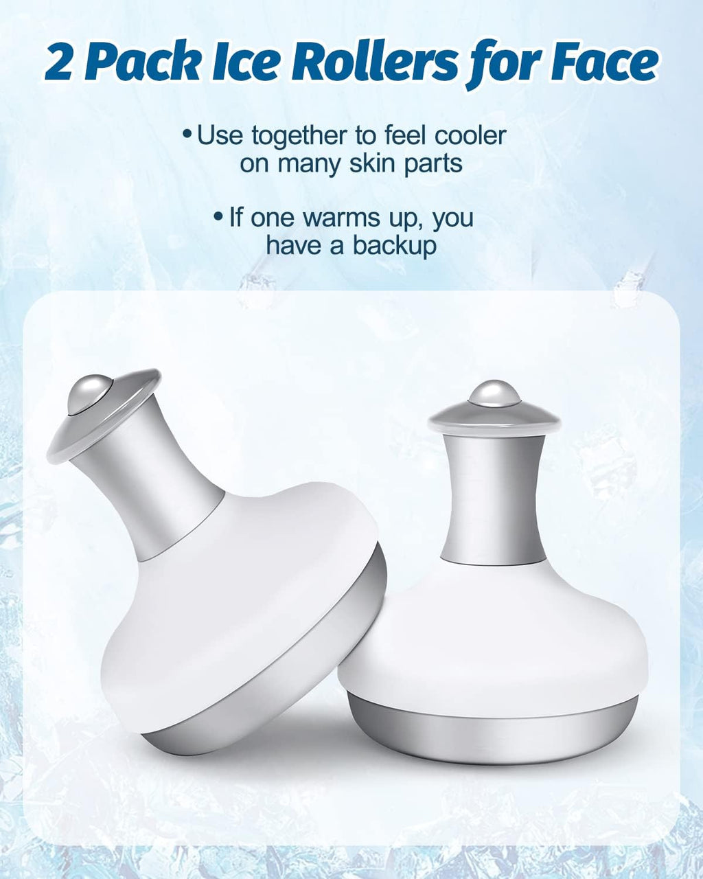 crbucrno Ice Roller for Face & Eyes - Ice Face Roller for Cooling & Morning Depuffing, Stainless Steel Face Roller for Eye Bags & Migraine Relief,Skin-Refresh Tool&Hygienic Storage (2pcs)