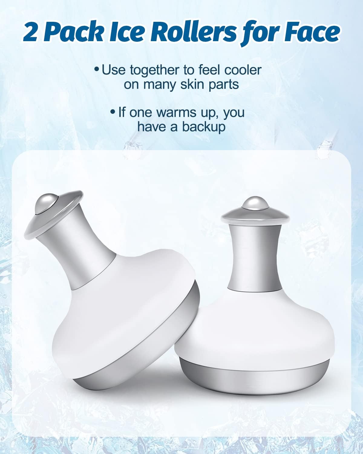 crbucrno Ice Roller for Face & Eyes - Ice Face Roller for Cooling & Morning Depuffing, Stainless Steel Face Roller for Eye Bags & Migraine Relief,Skin-Refresh Tool&Hygienic Storage (2pcs)