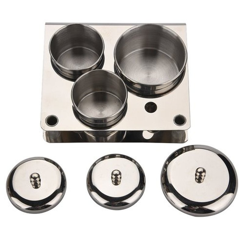 GOTOTOP 3Pcs Acrylic Nail Powder Container Stainless Steel Nail Art Mini Powder & Liquid Set Cans Storage Box Compact Manicure Tools 13.50 x 11.00 x 6.50cm