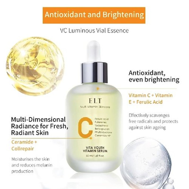 ELT Vita Youth Vitamin C Serum 1.69fl.oz.(50ml) Ultra Hydration Serum Korean Glass Skin Korean Skincare (Pack of 2)