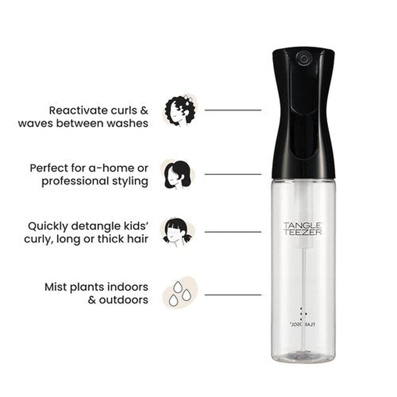 TANGLE TEEZER Continuous Spray Bottle - Reusable & Refillable for Hair Detangling | 10.1 oz, Black