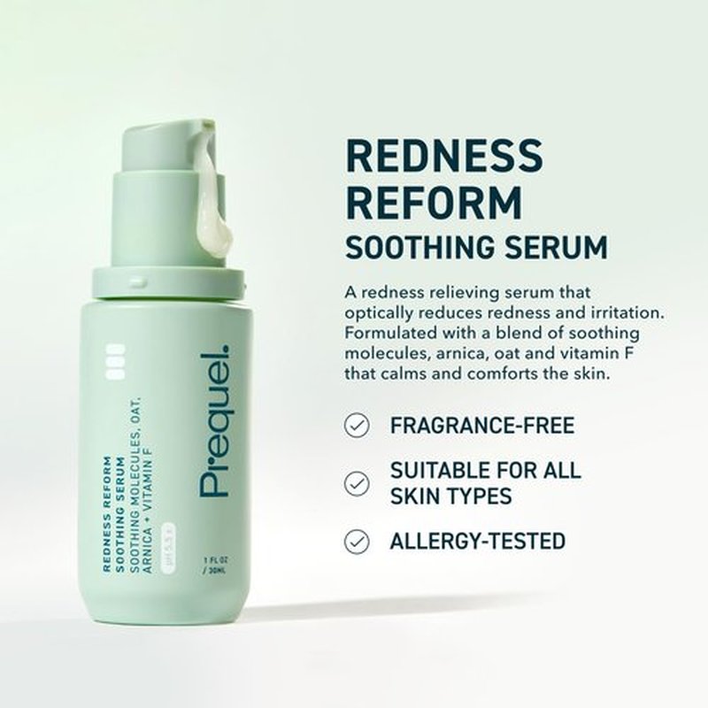 Prequel Skin Redness Reform Calming Serum - Soothing Oat Extract for Sensitive Skin | 1oz Pump