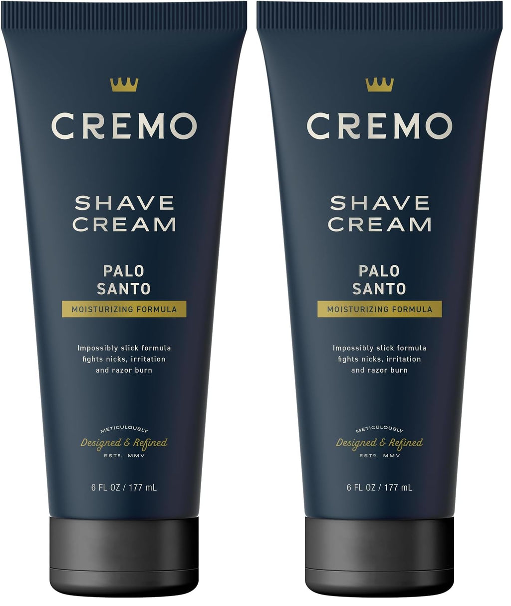 Cremo Palo Santo Shave Cream,Astonishingly Superior Ultra-Slick Shaving Cream for Men,Fights Nicks,Cuts and Razor Burn,6 Fl Oz,(Pack of 2)