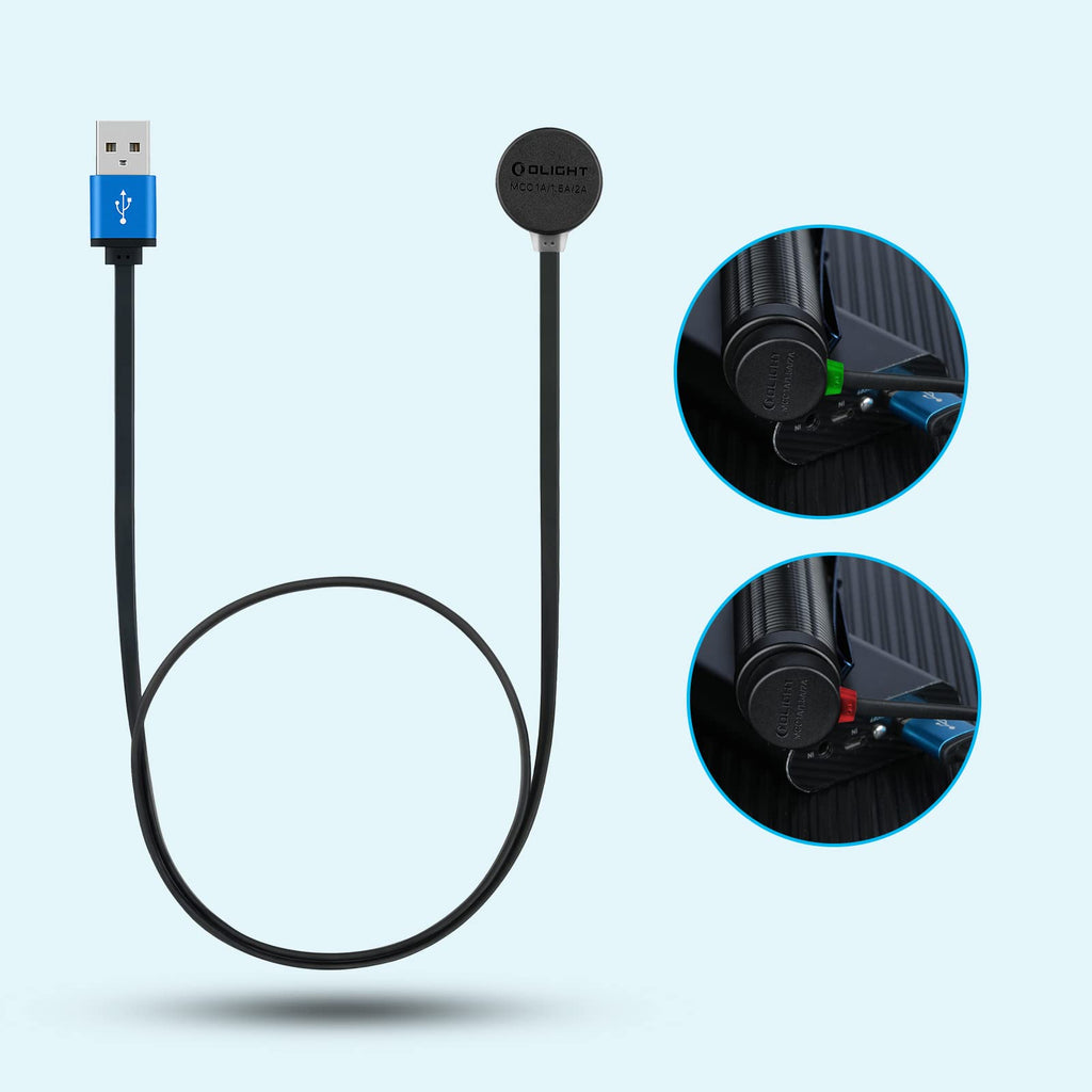 OLIGHT MCC 3 Charger in Black Upgraded Smart Magnetic Charging Cable Only Suitable for Odin/OdinMini/OdinS/PL-Mini3/PL-Pro/Baton3 Series/Warrior Mini2/Perun2/Seeker3pro/Warrior 3s/Baldr Pro R/Arkfeld