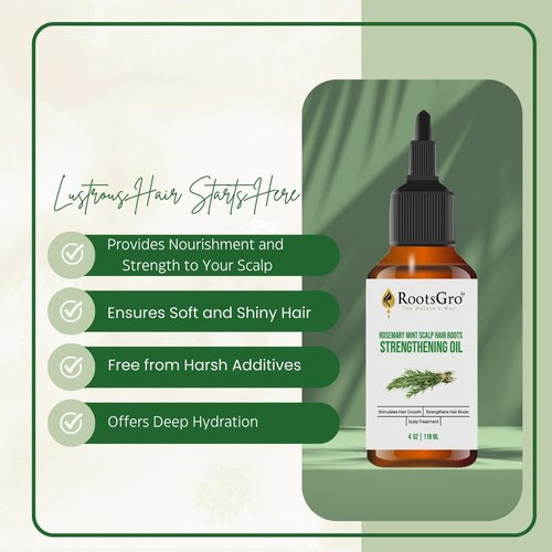 RootsGro Natural Hair Oil Blend - Rosemary, Peppermint, Lavender & 27 More Oils. Strengthens and Nourishes Hair | 4 ounce