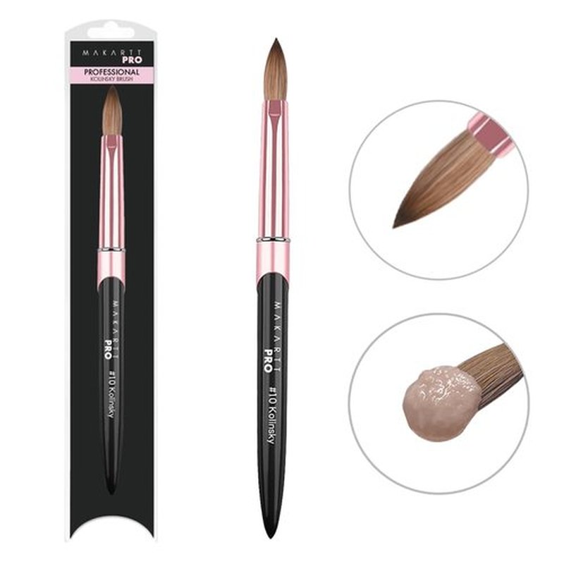 MakarttPro Kolinsky Acrylic Nail Brush Size 10 - 100% Pure Kolinsky Hair for Smooth Application & Control