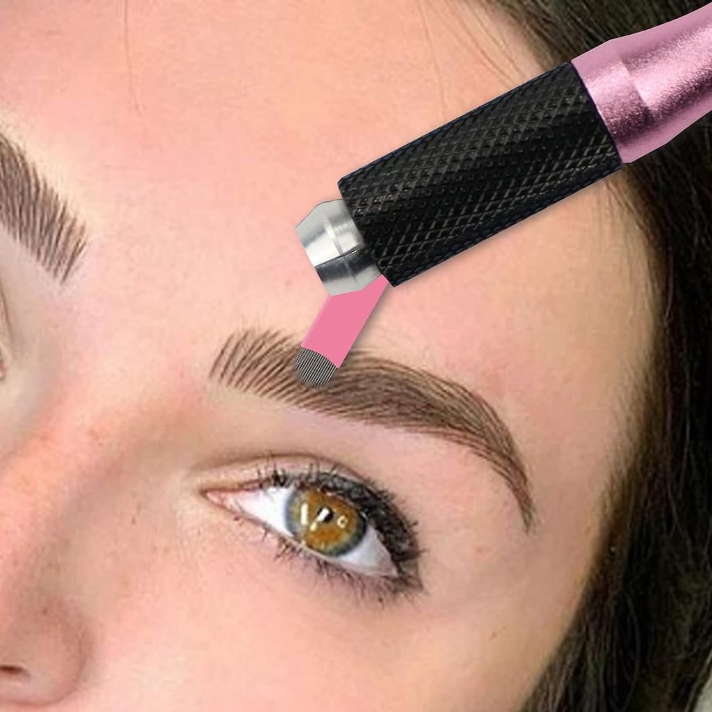 50 pcs Pink Disposable Microblading Blade NANO U18 Microblades 0.15mm Nano Needles Perfect for Hair Strokes Eyebrow Thinnest needles in Market (18U)
