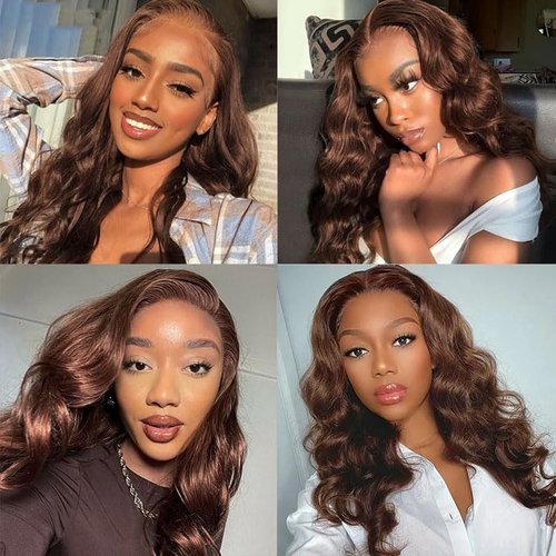 #4 Brown Bundles Human Hair Chocolate Brown Body Wave 3 Bundles 16 18 20 inch Real Color #4 Body Wave Human Hair Extensions 150g Dark Brown Bundles