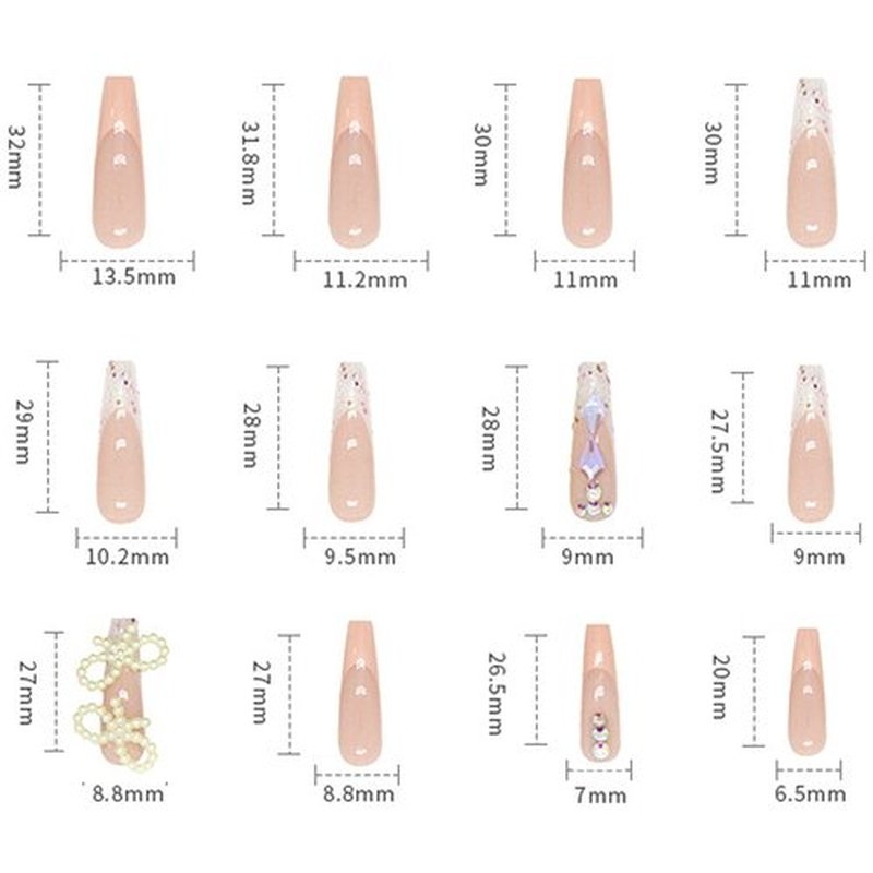 Press on Nails Coffin Long Length, 24 Pcs Full Cover Reusable Butterfly False Nails with Sticky Tabs, Artificial Acrylic Fake Nails with Rhinestone Designs, Stick on Nails Square for Women