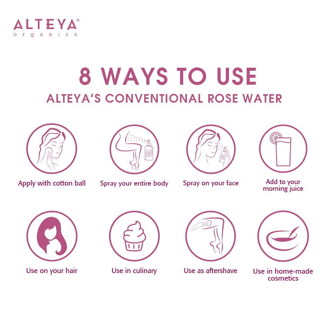 Alteya Organics Rose Water Natural Facial Toner, 17 Fl Oz/500mL Pure Bulgarian Rosa Damascena Flower Water,Award-Winning Moisturizer BPA-Free Bottle with Reducer