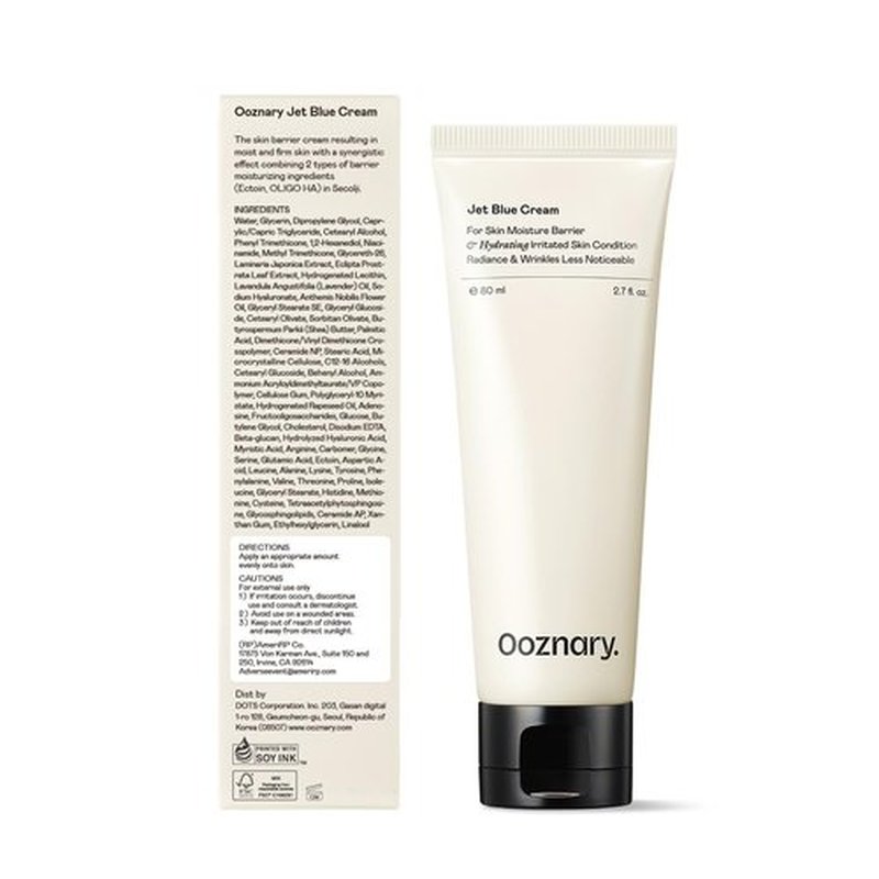 OOZNARY Jet Blue Cream with Ceramide & Shea Butter for Skin Barrier Repair, Korean Moisturizer for Dry Skin 2.7 fl.ozㅣ80ml