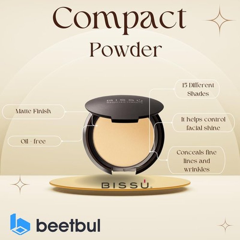Beetbul Makeup & Exfoliation Kit - Bissú Compact Powder + 1 Medium Velvet Puff + 2 Finger Puffs + 1 Facial Exfoliating Sponge (10 Honey, One Size)