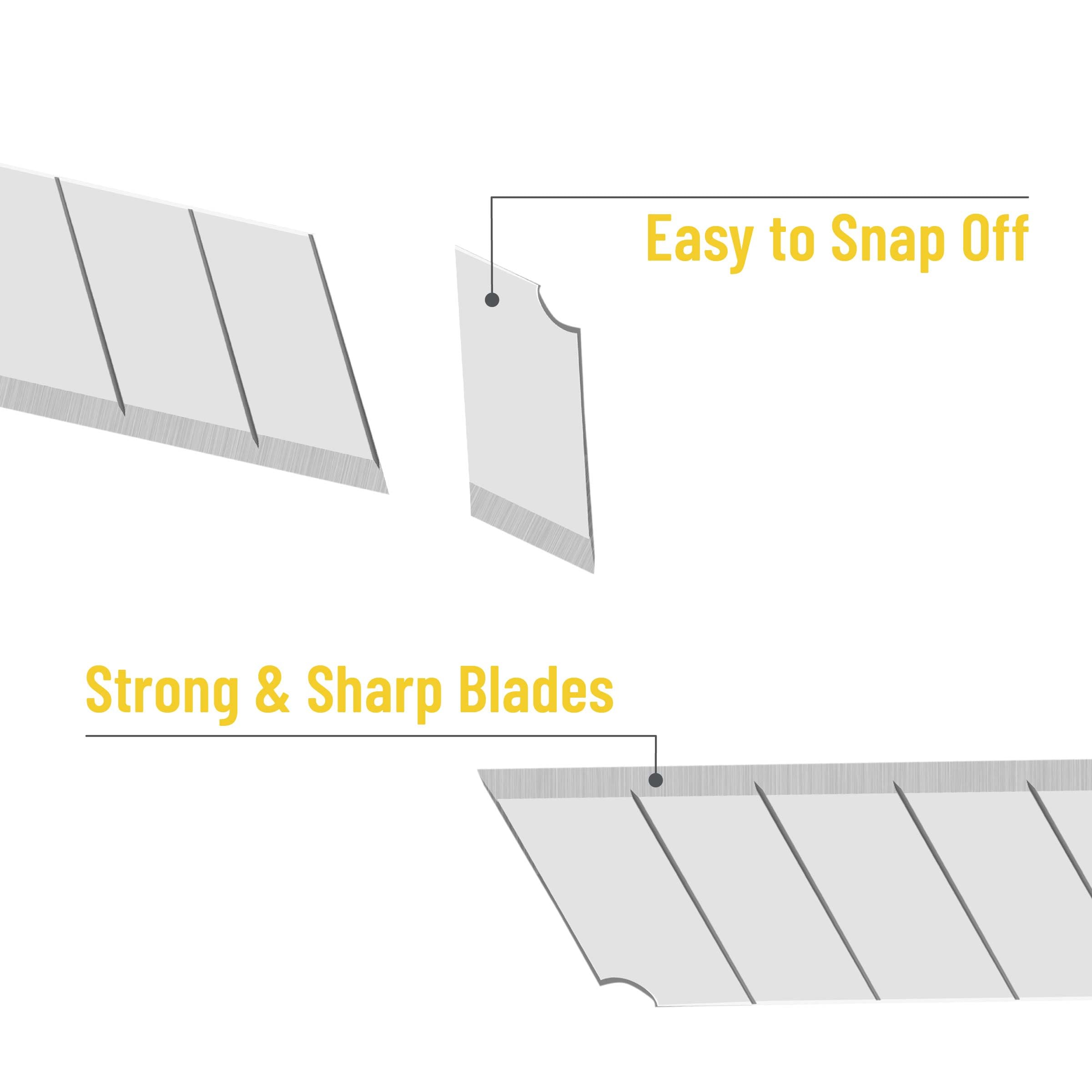Bates- Snap Off Blades, 100 pcs, 9mm, 60 Degree, Carbon Steel Razor Blades, Razor Blade Retractable