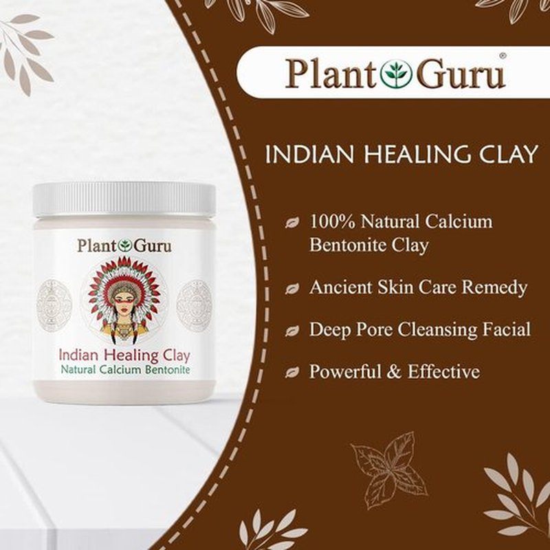 Plant Guru Calcium Bentonite Clay Powder 15 lbs. Bulk Wholesale 100% Natural Indian Healing Clay - Deep Pore Cleansing Facial And Body Mask - Detox Clay for Face, Hair, Acne, and Bath.