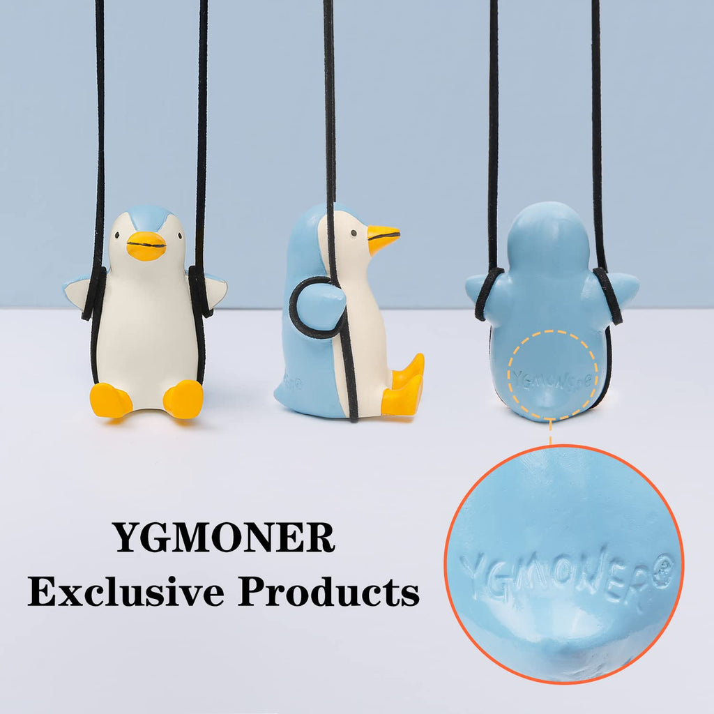YGMONER Cute Swinging Penguin Car Rear View Mirror Hanging Accessories Funny Car Interior Decor Gifts for Women Men (Penguin)