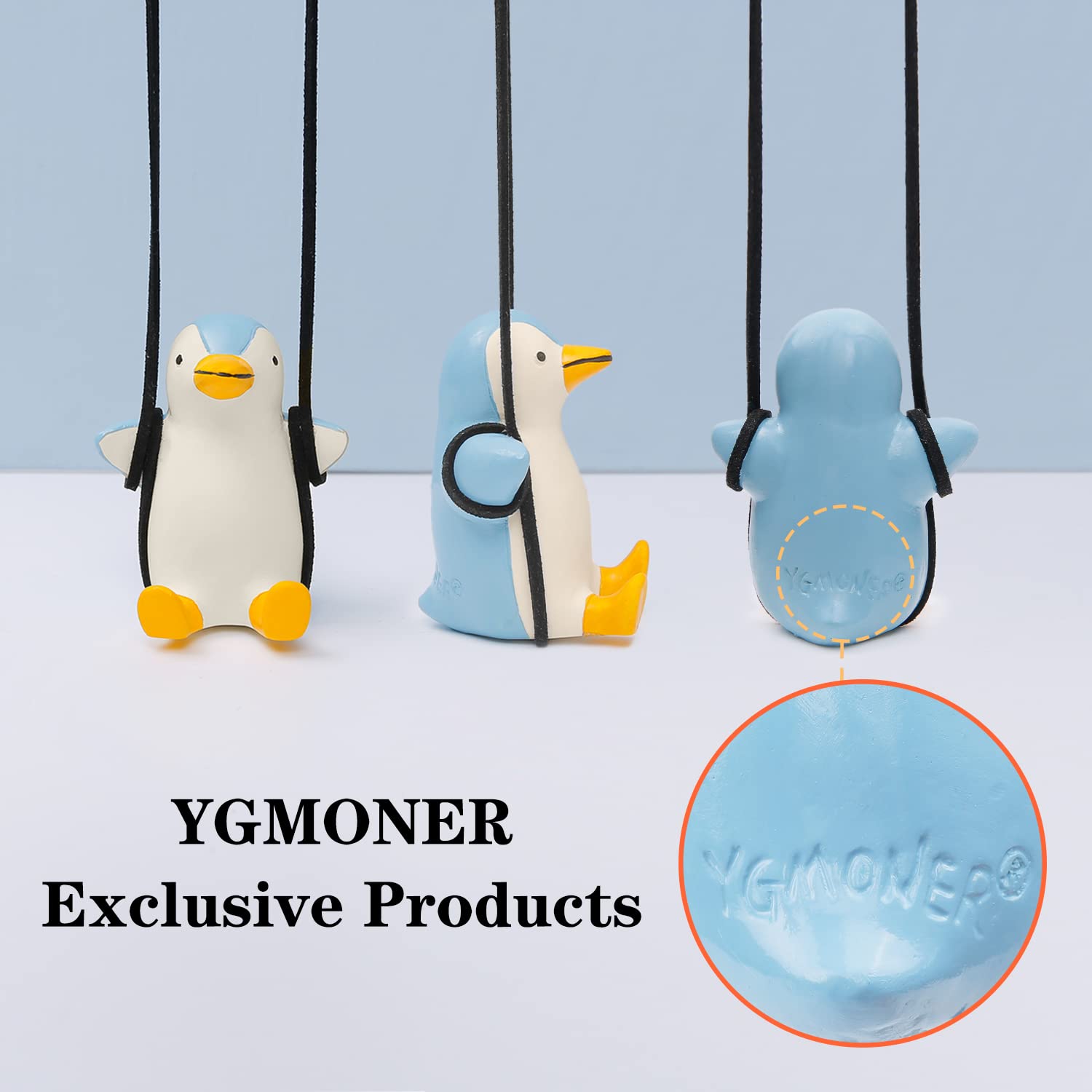 YGMONER Cute Swinging Penguin Car Rear View Mirror Hanging Accessories Funny Car Interior Decor Gifts for Women Men (Penguin)