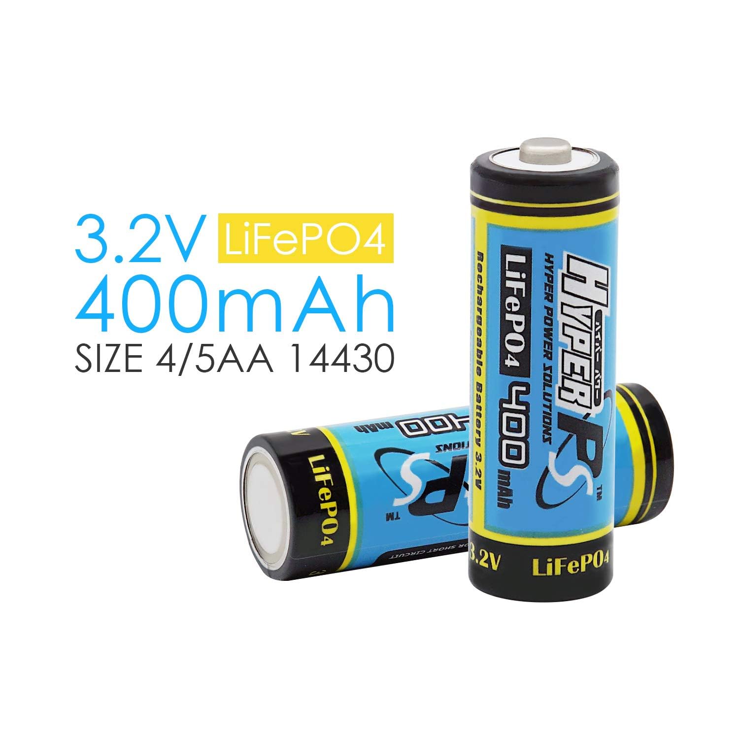HyperPS 12 Pack 3.2V LiFePo4 14430 (14 x 43mm) 400mAh Rechargeable Battery for Solar Panel Light, Tooth Brush, Shaver, Flashlight