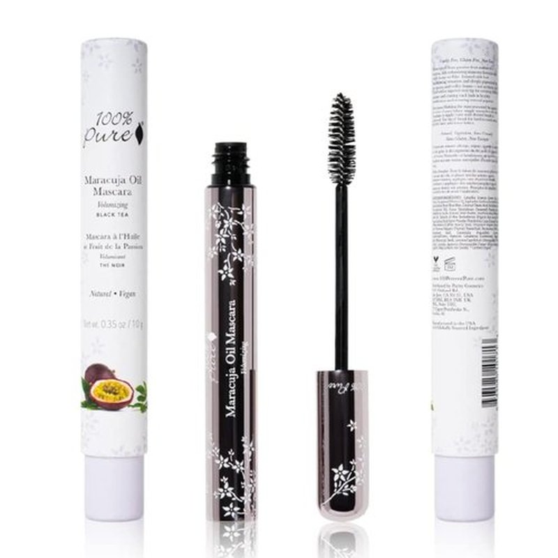 100% PURE Maracuja Oil Mascara - Dramatic Volume & Length, Vegan Formula - Black Tea Color, 0.35 oz