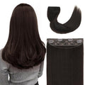 Invisible Wire Hair Extensions Real Human Hair - 12 Inch 70G Dark Brown Transparent Fish Line Clip-Ins Hair Piece, 100% Remy Human Hair Extensions for Women