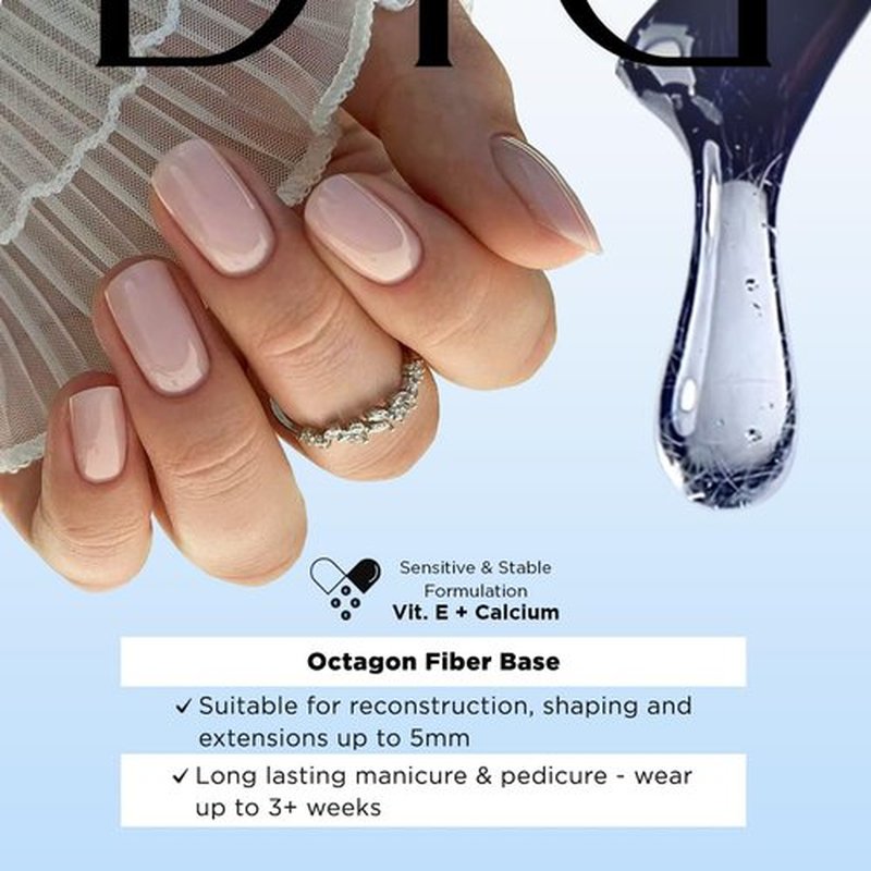 DIDIER LAB - Bond Primer and Fiber Gel Base Coat Octagon - Fiberglas Gel Base Coat Nail Polish with Vitamins and Minerals - Acid Free Primer - LED UV Nail Polish Set