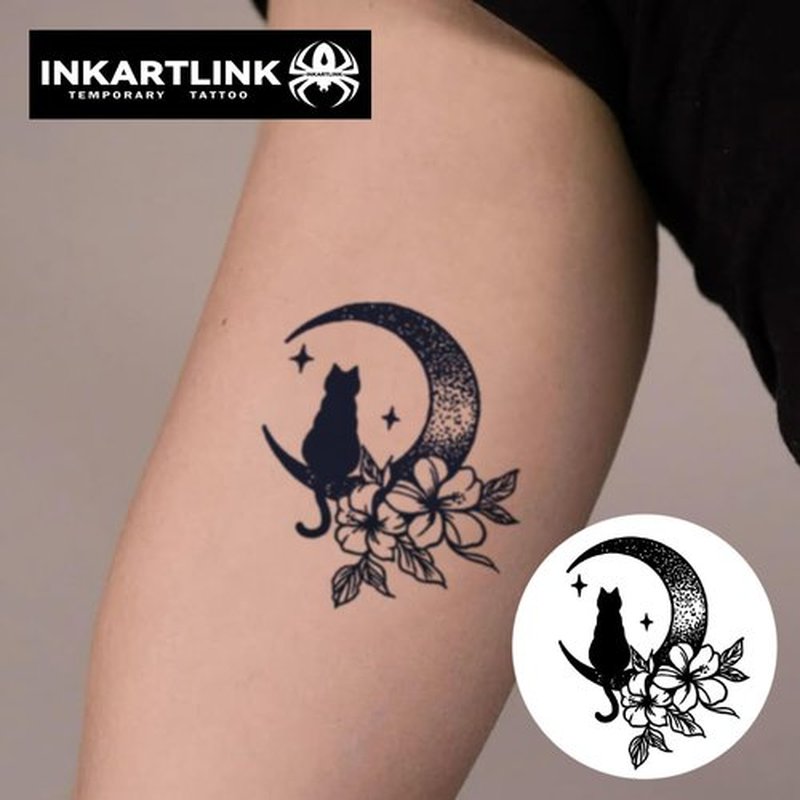 INKARTLINK Semi Permanent Tattoos, Realistic Cat Tattoos, Temporary Tattoos, Adult Art Designs, Party Favors, Waterproof, No Adhesive, No Reflective, Lasts 1-2 Weeks (Miss Cat)