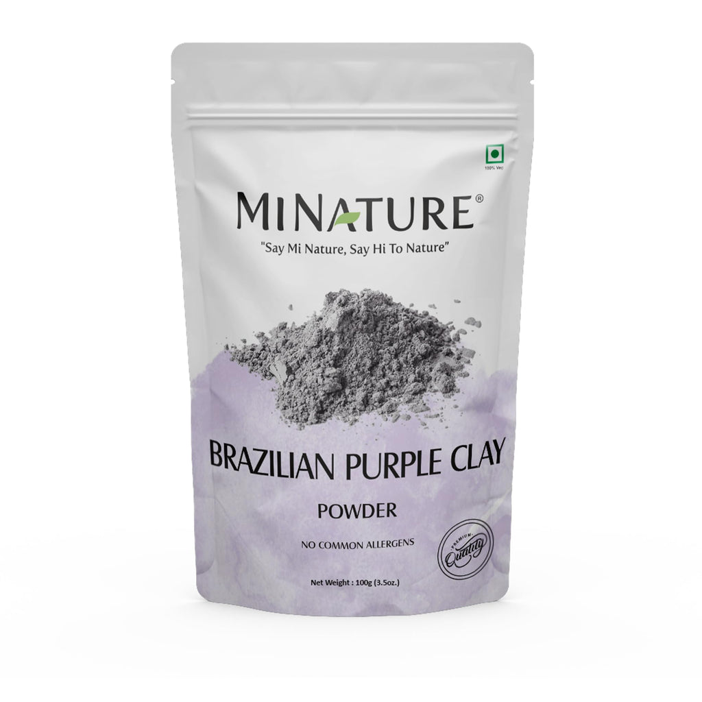 Brazilian Purple Clay Powder by mi nature | For Detoxifying Skin | Natural Herbal Skin Care |Facial Cleansing mask | Use to make Masks, Creams, Scrubs, Bath Bombs, Body Wash and Soaps | 100g (3.5Oz)