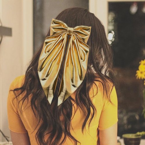 Gold Bow Hair Clips Accesories for Thick Thin Hair French Bow Clips for Bows Accessories for Women Long Ribbon Hair Bows Spring Snap Barrettes for Women Bowknot Clip Barrette