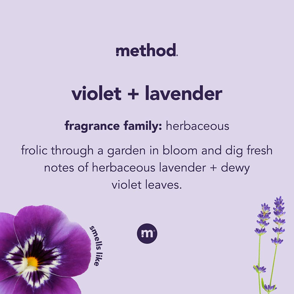 Method Gel Hand Soap, Violet + Lavender, Reusable Silver Aluminum Bottle, 12 oz (Pack of 3)