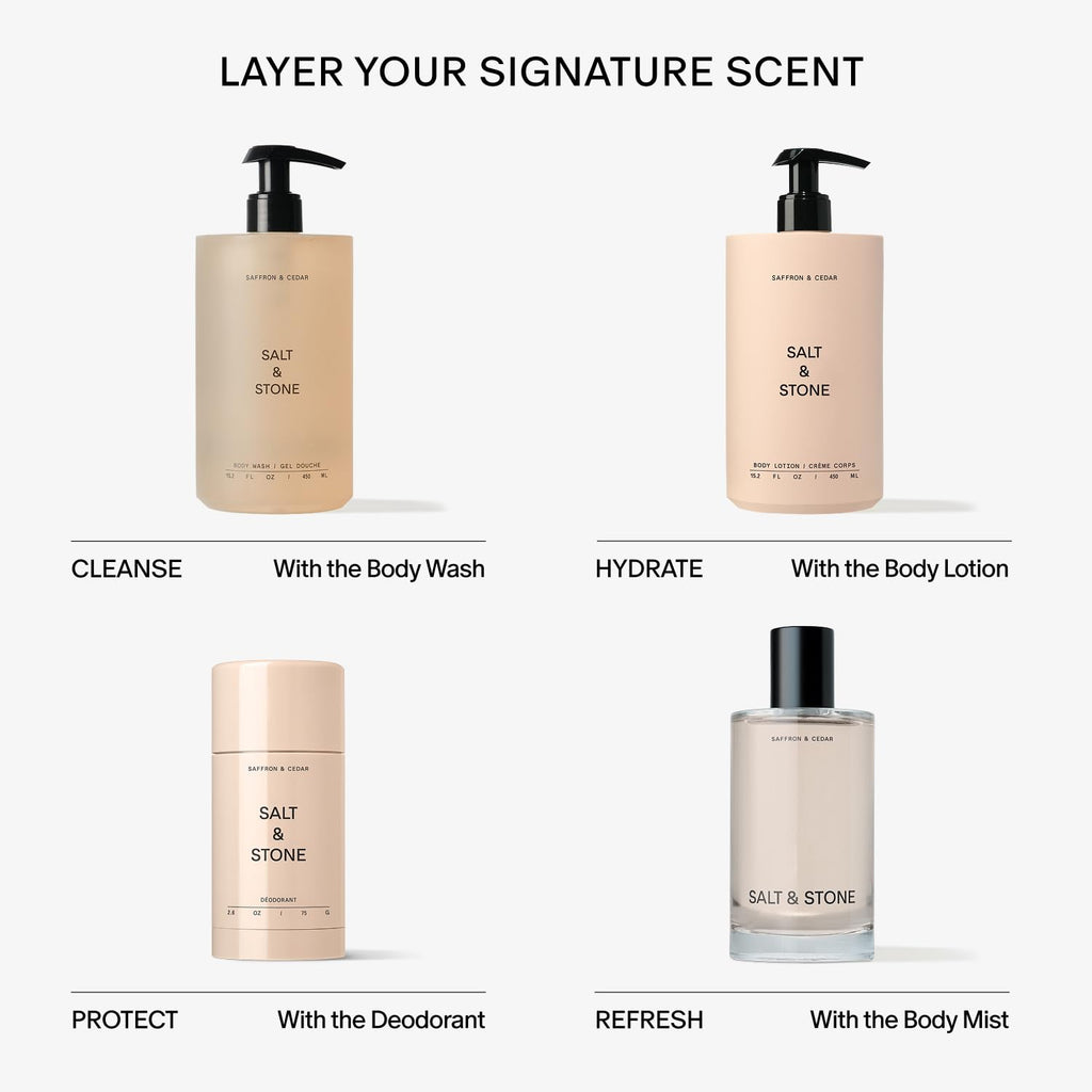 Salt & Stone Body Lotion for Women & Men | Saffron & Cedar | Hydrates, Nourishes & Softens Skin | Restores Dry Skin | Fast-Absorbing | Cruelty-Free & Vegan | 15.2 fl oz