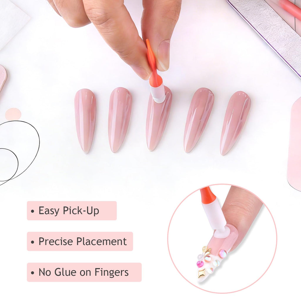 Furtherpretty 5PCS Press-On Nail Applicator Tool Set, Press-On Nail Holder & Removal Tools with Silicone Suction Cup and Nail Lifter Pry Bar, Damage-Free Fake Nail Tips Remover for Home Manicure
