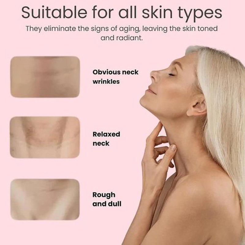 Skiennix Bio-Collagen Necklift Mask - Achieve a Youthful Neck in Just 1 Use | Hydrating & Firming Silicone Patches (2)