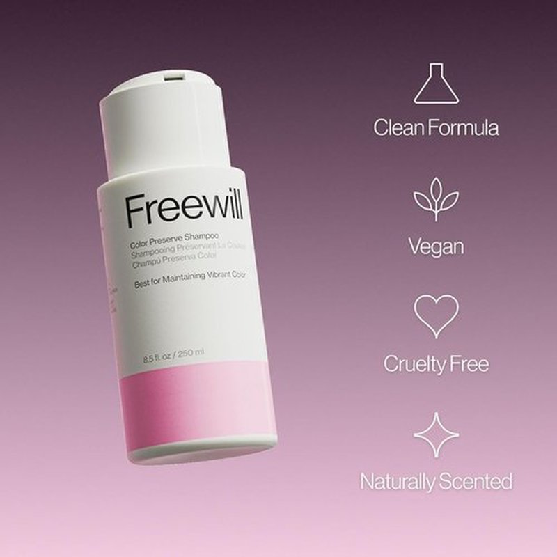 Freewill Color Preserve Shampoo - Gentle, Moisturizing Formula for Vibrant Color-Treated Hair | 8.5 oz