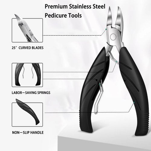 NOVANO Ingrown Toenail Removal Kit,Nail Treatment Foot Tool,Toenail Clippers for Seniors Thick Toenails,Professional Pedicure Tool,Large Toenail Clippers for Thick Nails 11Pcs