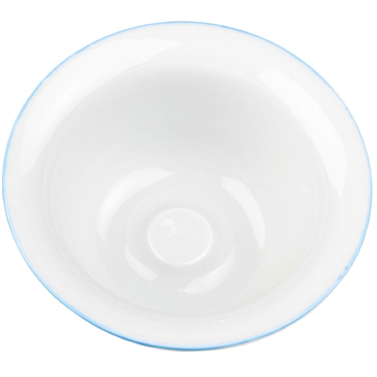Fendrihan Porcelain Shaving Bowl, Hand-Painted Light Blue Rim
