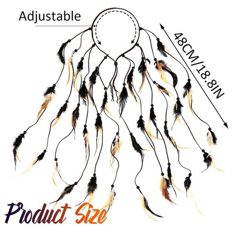 GORTIN Boho Feather Headband Hippie Headpiece Indian Costume Headdress Hair Accessories for Women