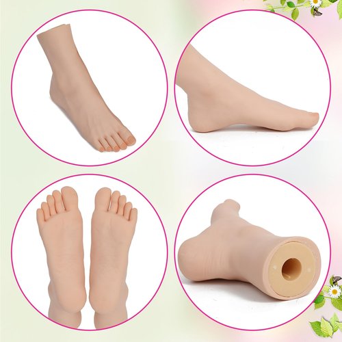 Practice Foot Model Soft Realistic Silicone Flexible Bendable Model Manicure Tool Fake Nail Foot for Nail Tips Art Training for Home Salon DIY (Left)